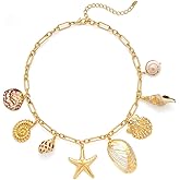 YANCHUN Starfish Necklace Beach Necklaces for Women Shell Pendant Jewelry Summer Ocean Theme Seashell Necklace Beach Vacation Essentials Fashion Accessories Summer Outfits for Women