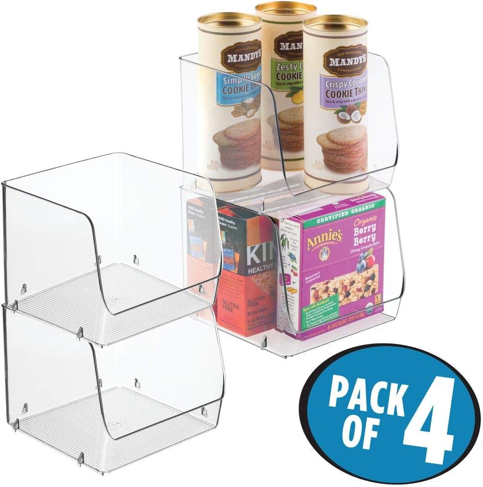 Amazon Com Mdesign Large Household Stackable Plastic Food Storage