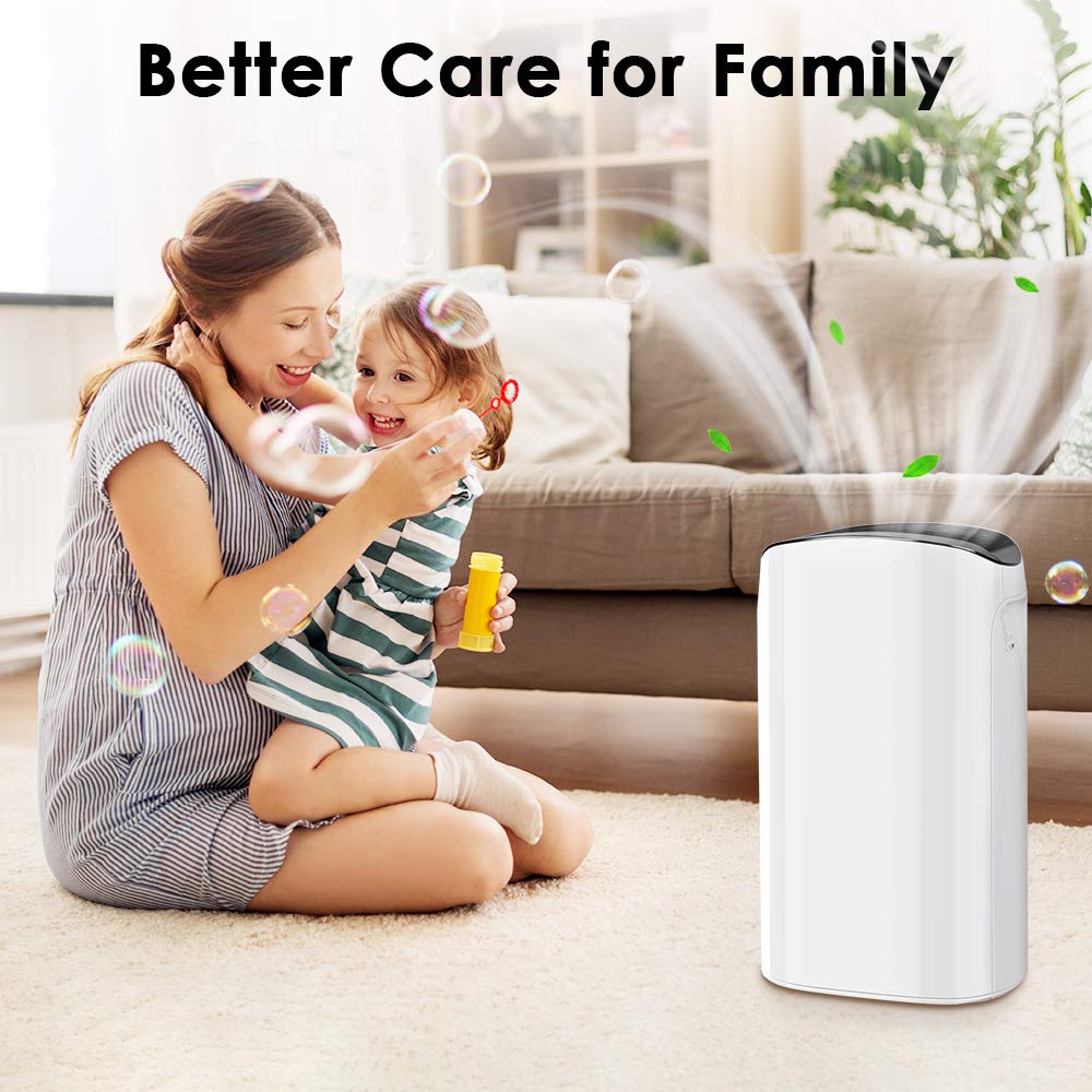 Air Purifier - 3-in-1 True HEPA Air Purifier, Air Cleaner for Large Room & Office,Pet, Smokers, Dust, Odor Eliminator, 3 Fan Speeds with Auto Off Timer, Auto & Sleep Mode, Quiet Operation, Air Quality