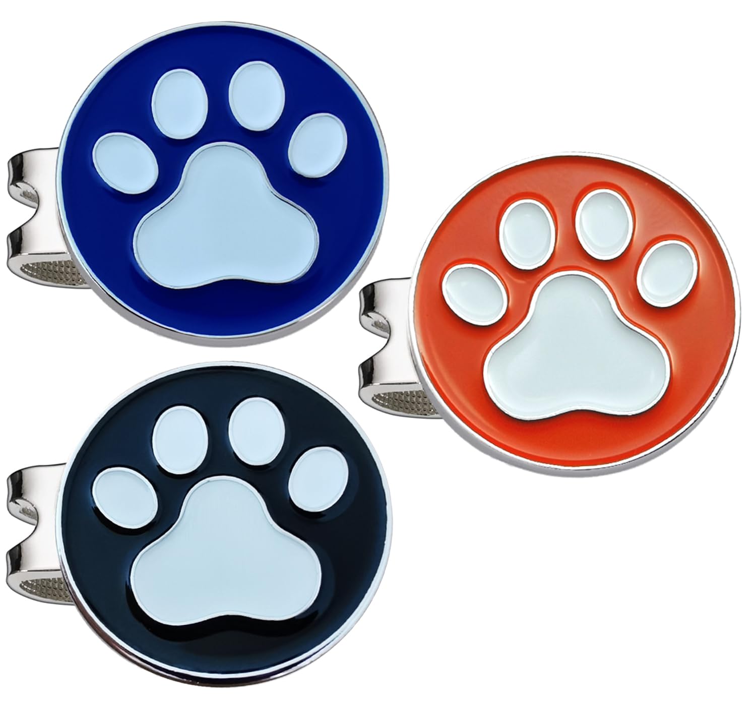 Adhere Golf Ball Markers Unique Cute cat Enamel ball markers with A Magnetic Hat Clips (3pcs Paw ball markers)