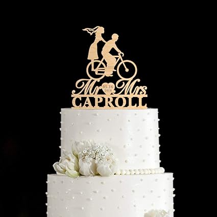 Wooden Acrylic Bicycle Cake Topper Bike Cake Topper Bicycle