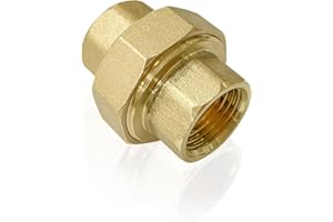 Aolemi Brass Pipe Fitting Coupling 1/2" x 1/2" Female Pipe Fittings Union 1/2 Inch NPT Female x NPT1/2 Female Fitting Threads Adapter Brass 1 Piece