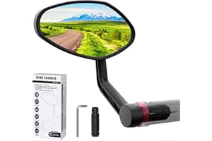 RBRL Bike Mirror Bar End Bike Mirror, Rotatable Bicycle Mirror, Automotive Grade Glass Bike Side Mirrors, Scratch Resistant E-Bike Universal Rearview Mirrors for Mountain bike (Left)