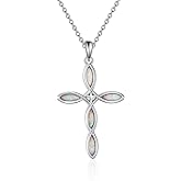 TIGER RIDER Celtic Knot Necklace for Women Sterling Silver Abalone/Opal/Turquoise/Amber/Black Onxy/Larimar Cross Necklace Pendant Cross Jewerly Gift for Women