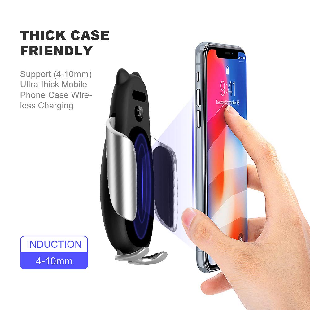 Wireless Charger Car Mount, Auto Phone Holder Air Vent Dashboard Windshield Charger Infrared 10w Fast Car Charger for iPhone Xs Max XR X 8 8 Plus, for Samsung Galaxy S10 S10+S9 S9+ S8 Note 10+