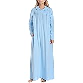 Latuza Women's Soft Cotton Nightgown Long Sleeve Sleeping Gown with Pockets