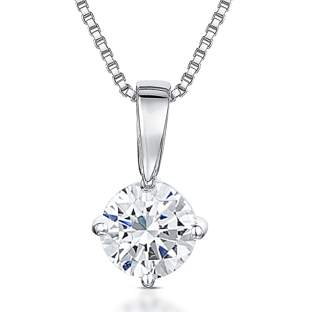 JOOLS by Jenny Brown - Solitaire Style Silver Pendant for Women - Set with an AAA Quality Cubic Zirkonia Stone - 925 Sterling Silver Jewellery - Hypoallergenic