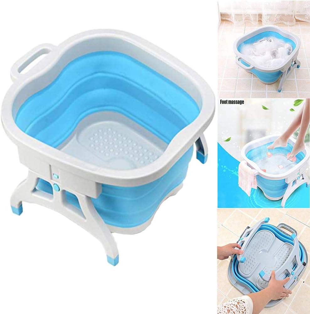 JOEPET Foot Soaking Tub, Foldable and Portable Foot Soak Spa Bucket Bubble Wet Foot Bath Massage Relaxing Soothing for Feet and Foot Bath,Blue