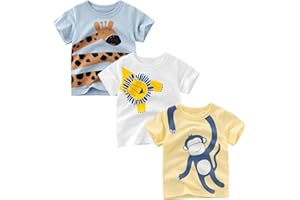 Winzik Boys Shirt Toddler Shirts Kids Boys’ Short Sleeve 3-Pack Crewneck T-Shirt Tee Tops Summer Clothes 18M-8Y