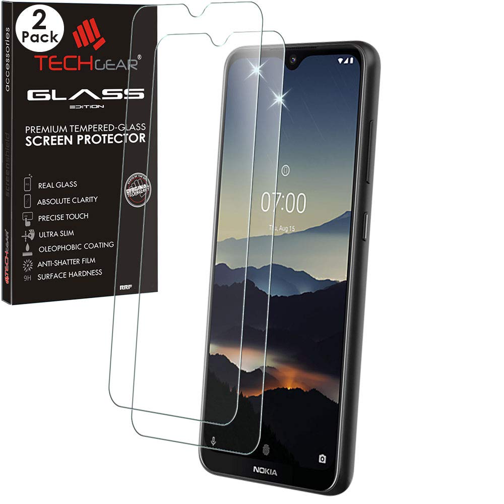 TECHGEAR 2 Pack GLASS Edition Screen Protector for Nokia 7.2, Genuine Tempered Glass Screen Protector [2.5D Round Edge] [9H Hardness] [Crystal Clarity] [Scratch-Resistant] [No-Bubble]