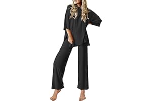 Ekouaer Lounge Sets for Women Short Sleeve Tops and Long Pants Soft Comfy Pajamas Set 2 Piece Outfits S-XXL