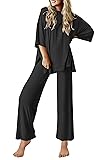 Ekouaer Lounge Sets for Women Short Sleeve Tops and