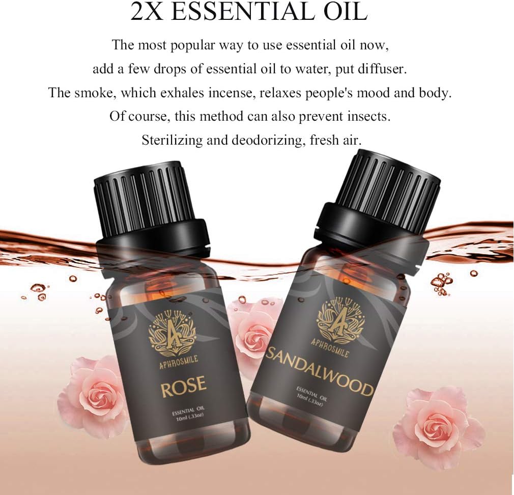 Aromatherapy Rose Essential Oils Sandalwood Set, 100% Pure Sandalwood Scented Oils Rose Set - Image 3