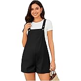 OYOANGLE Women's Maternity Overall Shorts Tie Knot Strap Short Romper Jumpsuit with One Pockets