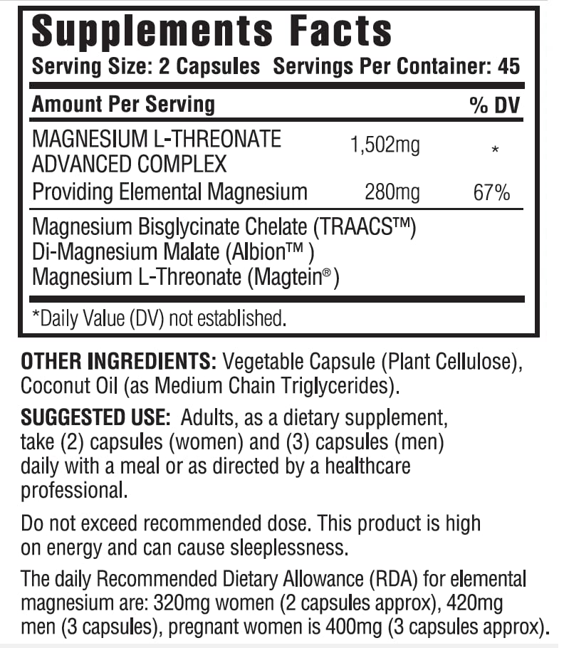 (90 Capsules), 2,253mg Per Serving, Providing 420mg Elemental Magnesium