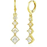 SHINYTE CATALINE 14K Gold Plated Long Drop Cubic Zirconia Earrings for Women,Dangle Hypoallergenic Earrings,Elegant Gift