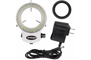 AmScope LED-144W-ZK White Adjustable 144 LED Ring Light Illuminator for Stereo Microscope & Camera