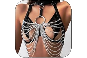Bmirth Punk Leather Chain Tassel Body Chain Bikini Harness Chain Stylish Waist Chain Body Jewelry Rave Nightclub Party Body Chains Rave Nightclub Party (P)