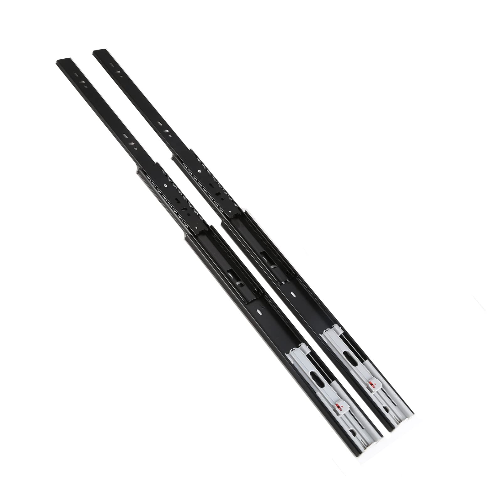 MACHSWON 1 Pair Drawer Slides 35mm Wide Steel Ball Bearing Slide Damping Buffer Slide 300mm 3-Section Cabinet Wardrobe Rails 12 Inch Black
