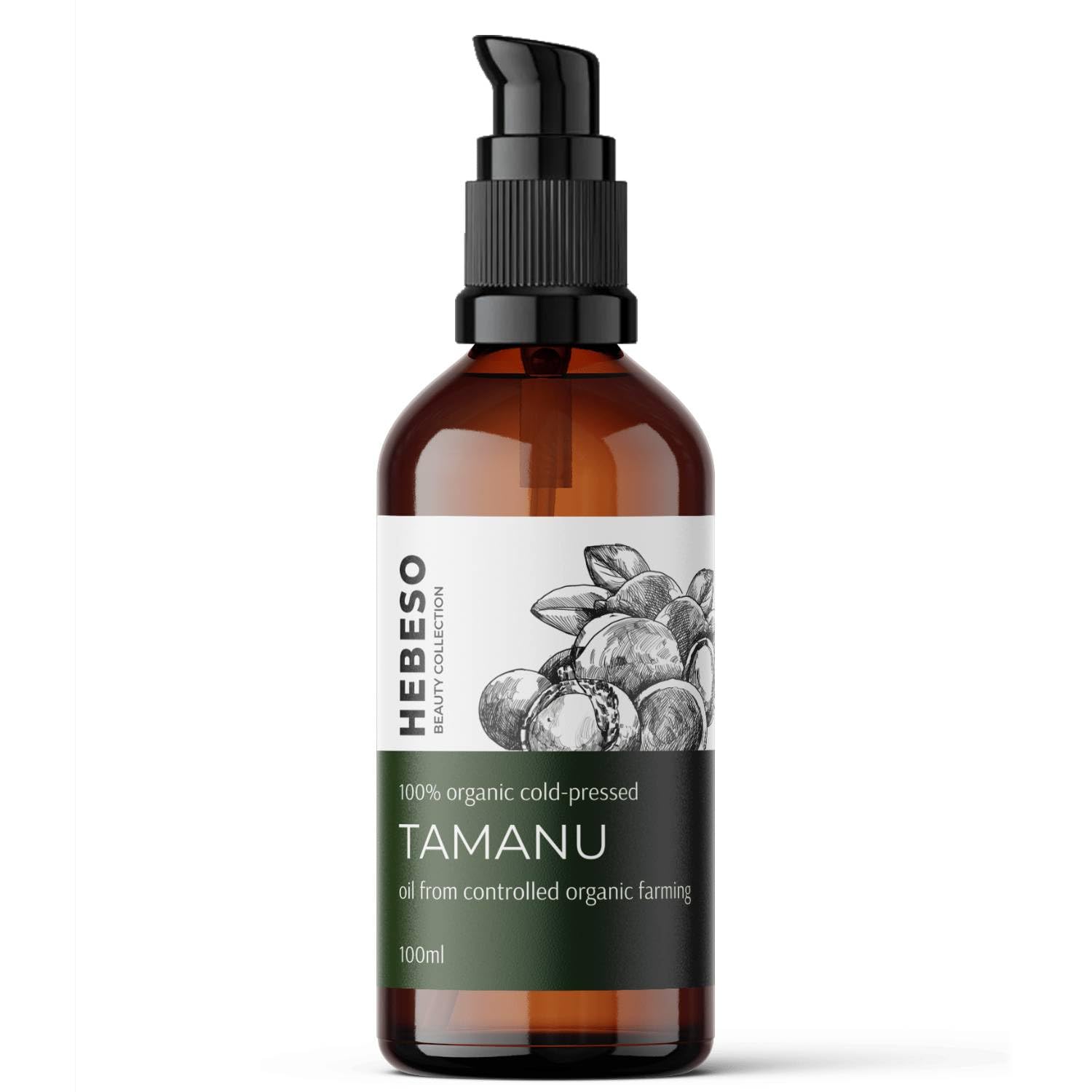 HEBESO - Tamanu Oil 100% - Cold Pressed 100ml - Tamanu oil can help with ailing nail plate, acne, eczema, allergic skin lesions, ringworm - Pure Tamanu Oil - GMO & Hexane Free - Natural Moisturizer