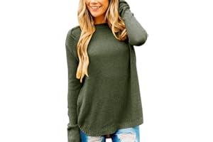 MEROKEETY Women's 2024 Fall Long Sleeve Oversized Crew Neck Solid Color Knit Pullover Sweater Tops