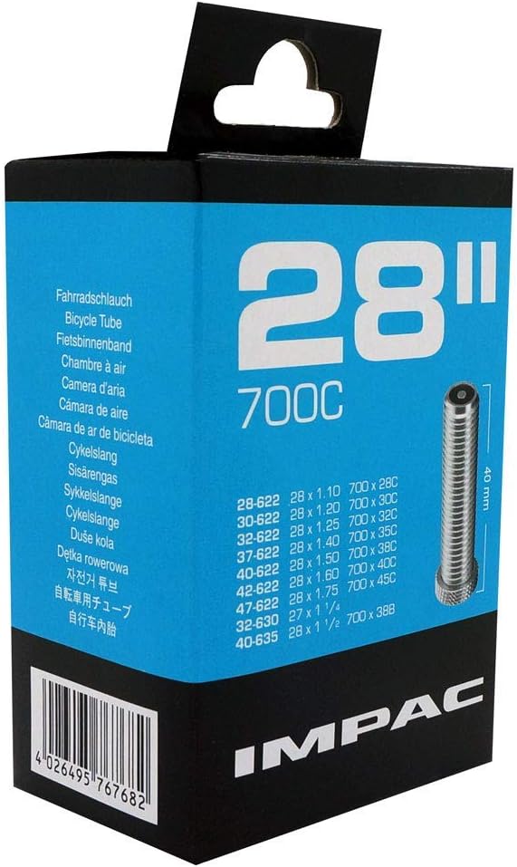 Impac 2pk Cycle Tubes 28" / 700c 28-45c (28-47/622-635) Schrader/Woods Valve - Twin Pack, Black, 700 millimeters