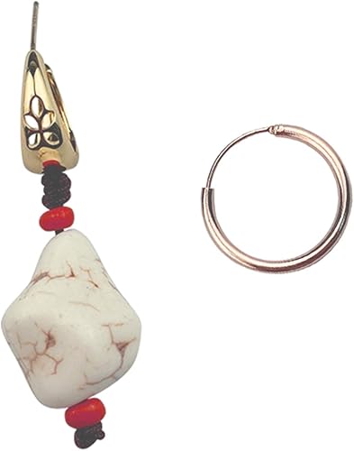 Amazon Behey チベット族の青年丁真さんの白い耳飾り 同じスタイルのホワイトターコイズのイヤリング 925の純銀製手作りイヤリング 天然ジルコン製のイヤリング 素材は環境にやさしく自然で スタイルはシンプルでファッショナブルです 男性にも女性にも適して