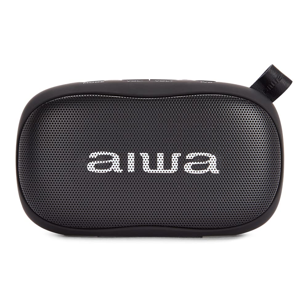 Aiwa BS-110BK: Portable Bluetooth Speaker, Moisture Resistant, Designed for Outdoor Sports, Black