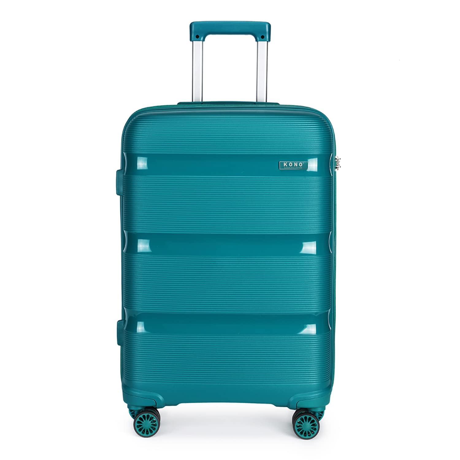 Kono 20 Inch 55x40x20cm Cabin Suitcase for EasyJet Ryanair Carry On Lightweight PP Luggage Hard Shell Travel Trolley with 4 Spinner Wheels TSA Lock(Turquoise)