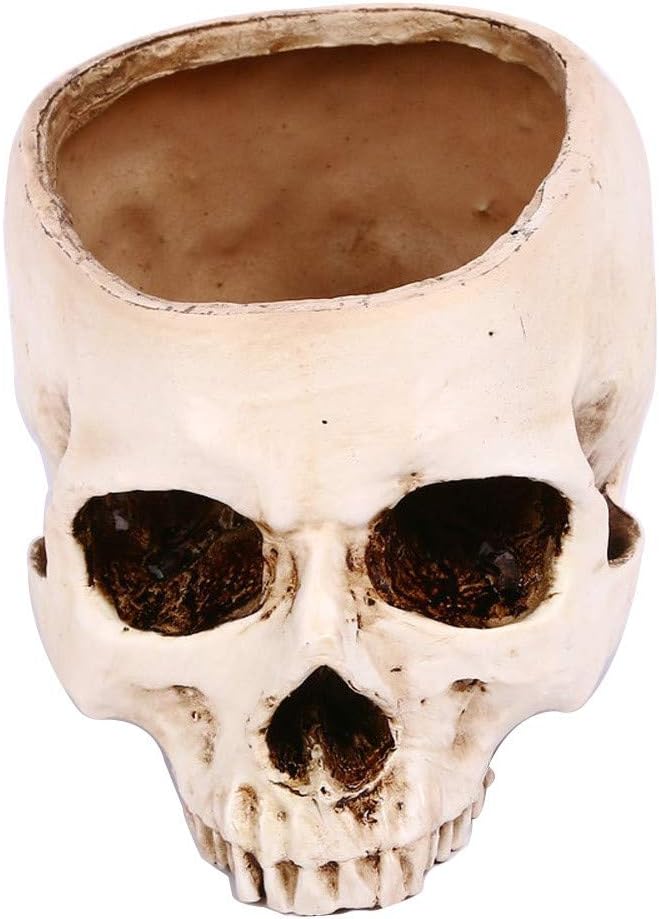 Freeby Resin Flower Pot Retro Human Skull Head Plant Pot Planter Bed Box Container Replica Home Bar Decor