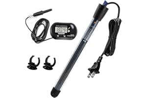 DOMICA 300W Submersible Aquarium Heater, Adjustable Fish Tank Heater, with Suction Cups and Free Thermometer Suitable for Marine Saltwater and Freshwater