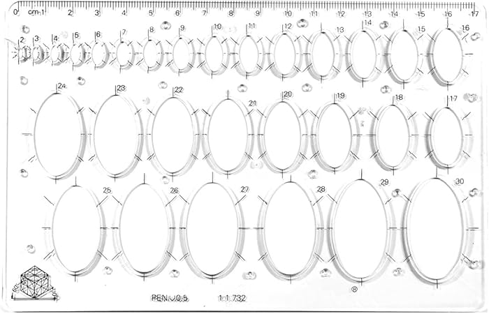 Amazon 透明な幾何学模様の楕円型記号図面用図面用図面テンプレートステンシル Unitemplates ホーム キッチン 通販