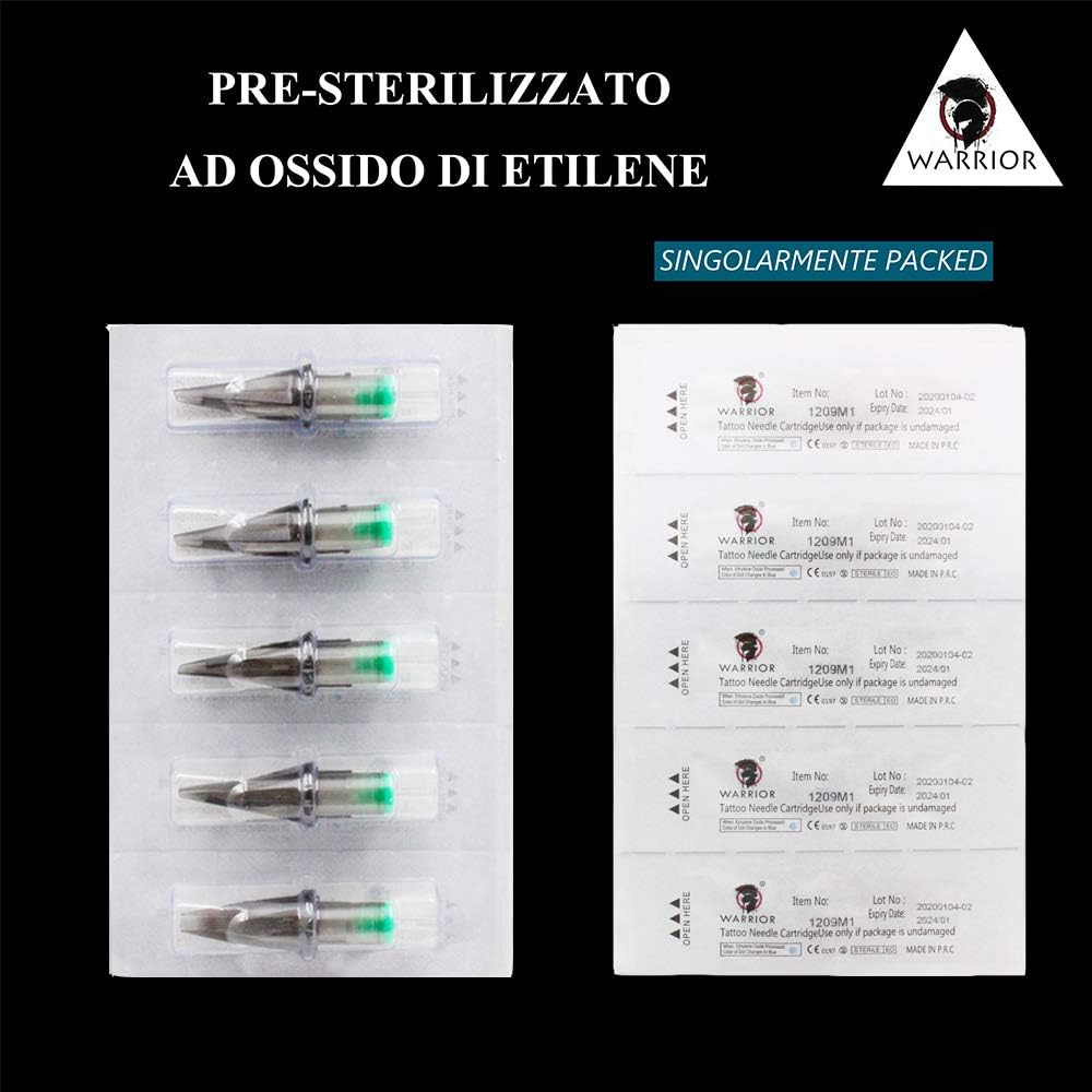 WARRIOR Tattoo Cartridges and Needles Surgical Steel PVC Tube Permanent Makeup Big Magnum M1 Disposable Pre Sterile Eo gas New Pack of 20 (NEW 1215M1) - Image 4