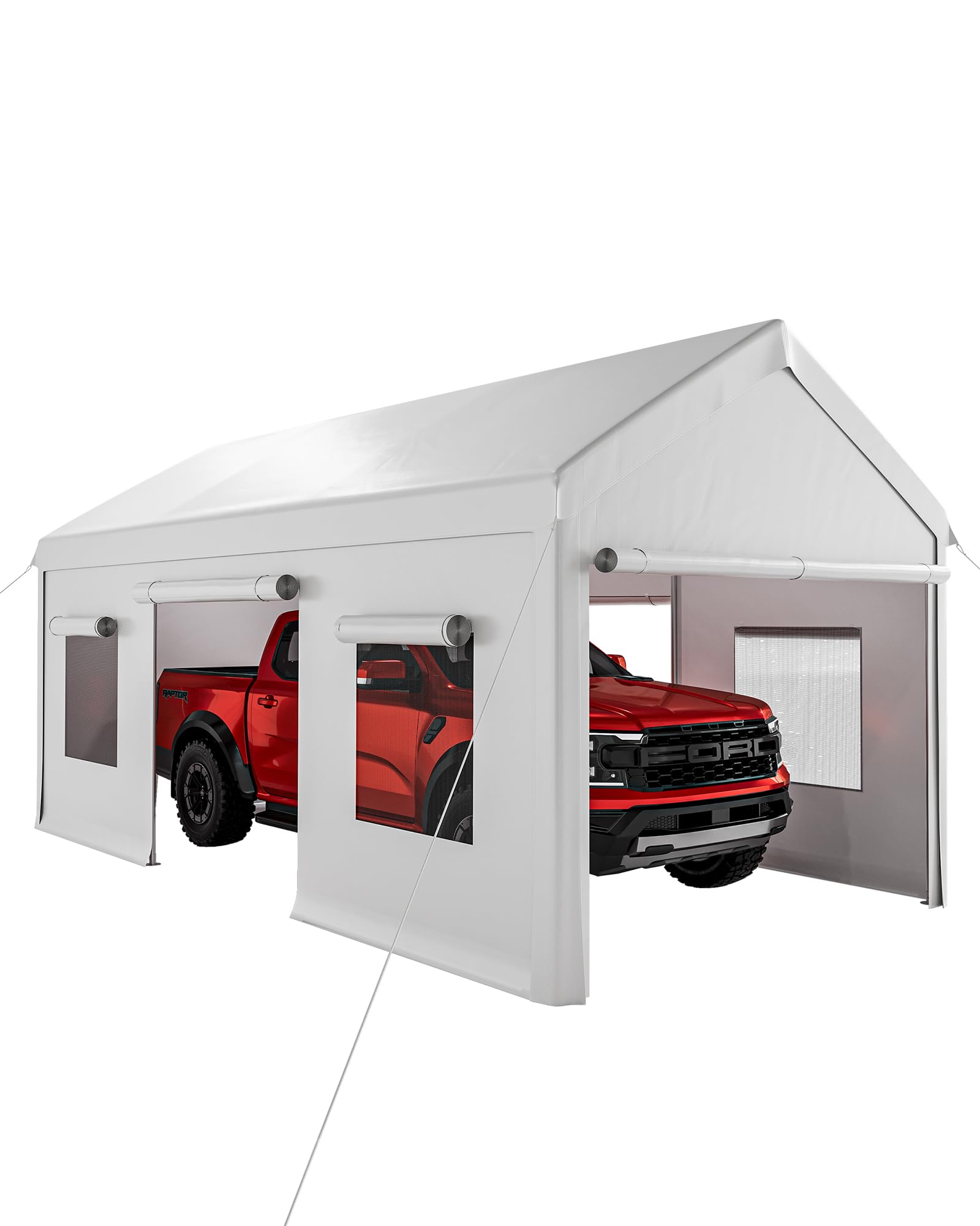 Photo 1 of 10x20 ft Heavy Duty Carport with Removable Sidewalls, Waterproof Outdoor Garage Tent for Cars/Trucks/Boats, Portable Storage Shelter with Roll-Up Windows & Doors