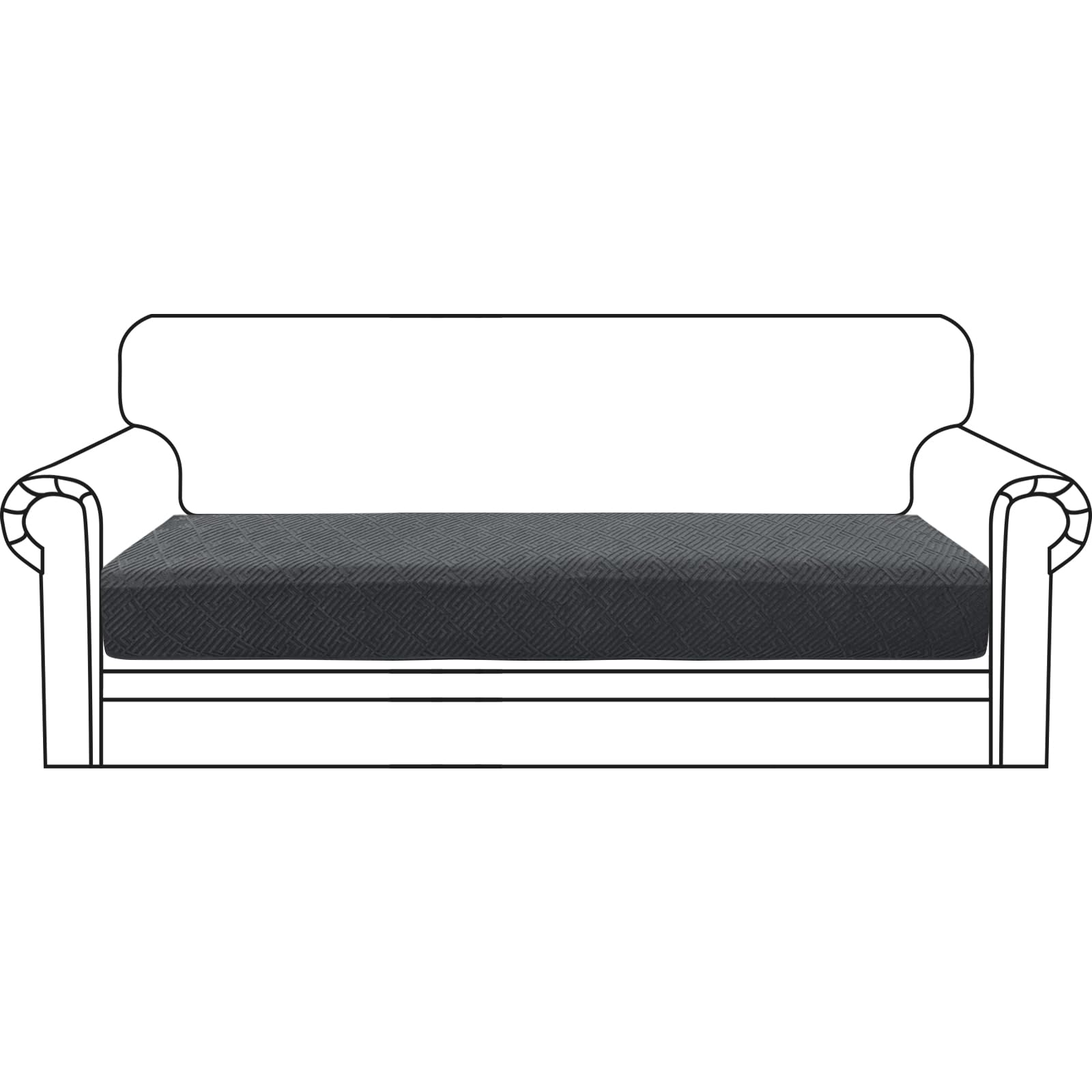CHELZEN Super Stretch Sofa Seat Cushion Cover, Fitted Sofa Cushion Slipcovers, Soft Couch Cushion Covers, Furniture Protector with Elastic Bottom (3 Seater, Dark Gray)