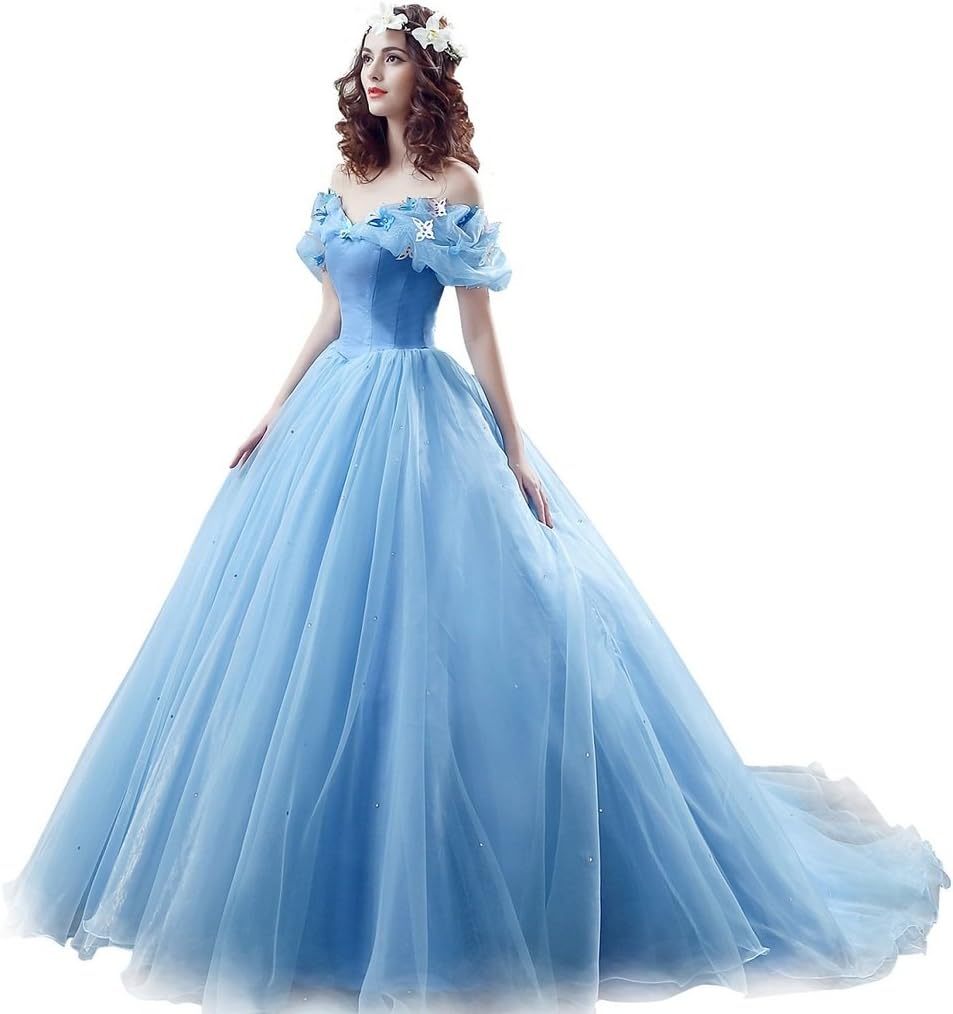 CEZOM Women's Blue Cinderella 15 Quinceanera Dresses Prom Ball Gowns
