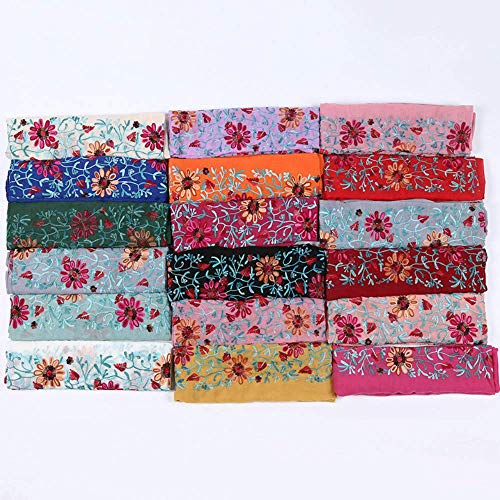 LuluVin Womens Scarf Cotton Embroidered Lightweight Shawl Wrap (Tangerine)
