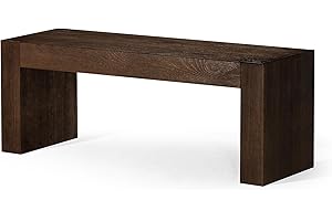 Maven Lane Zeno Contemporary Wooden Backless Bench Seating for Modern Dining, Kitchen Table, Entryway, Foyer, or Lobby in Weathered Brown Finish