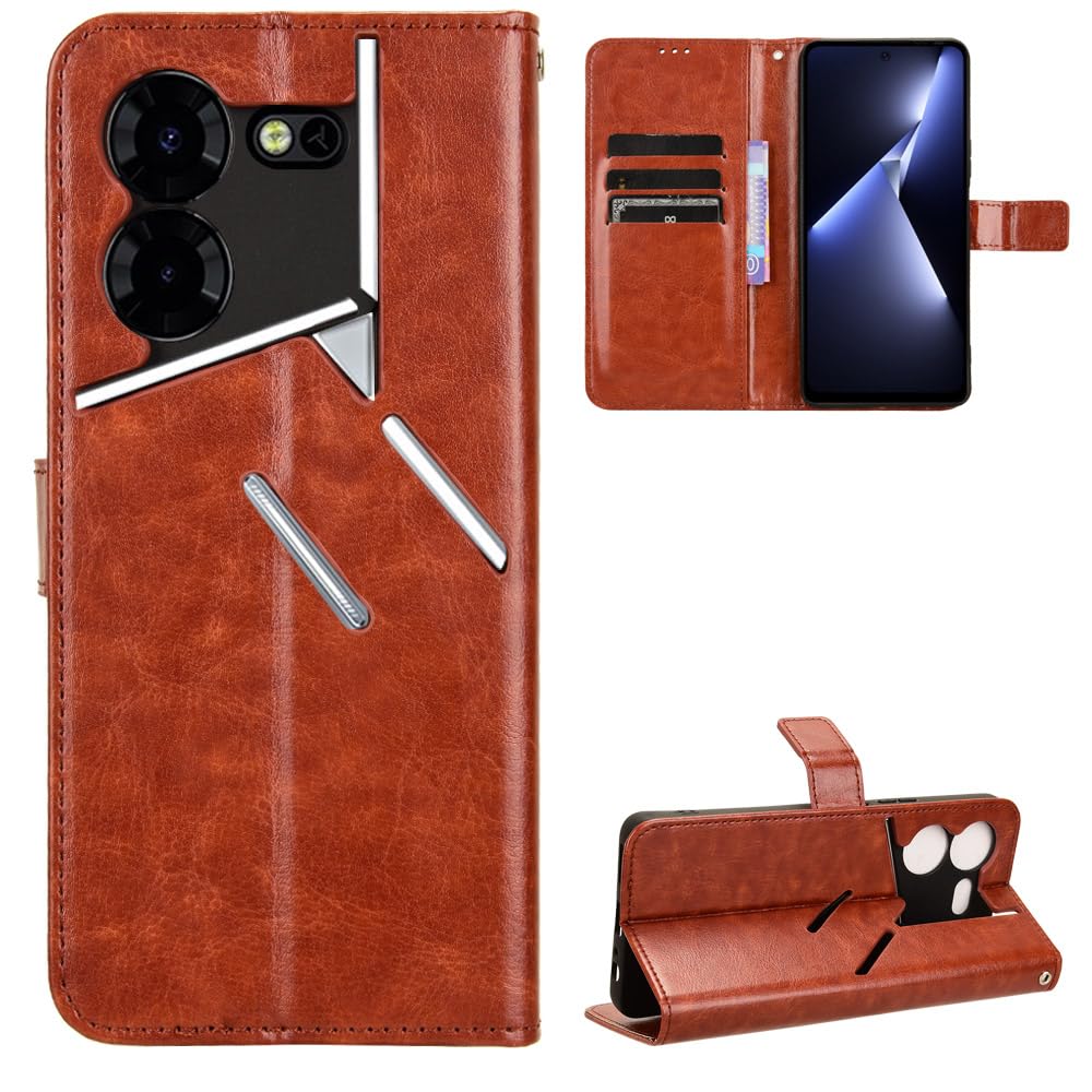 BellaCase Tecno Pova 5 Pro Case [Wallet Case] [Kickstand] [Card Slots] [Magnetic Flip Cover] Compatible with Tecno Pova 5 Pro Smartphone(Brown)
