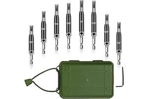 CCTSA Self Centering Drill Bits Set for Hinges, Center Drill Bits VIX Bit Set with Green Plastic Storage Case for Wood Woodworking Door Window Cabinet Hinge Total 10 PCS (Half Black)