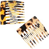 2Pcs French Combs Clips Side Hair for Women Fine Hair Buns Small Hairs Comb for Styling Decorative French Twist Hairs Styling Accessories (Brown)