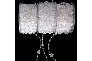 Youmeizer 3 Rolls 200 Feet(60m) 3 Styles Mixed Artificial Pearls String Beads Fishing Line Pearl Garland Beads Decoration for DIY Party Bouquet Crafts Decoration (Transparent)