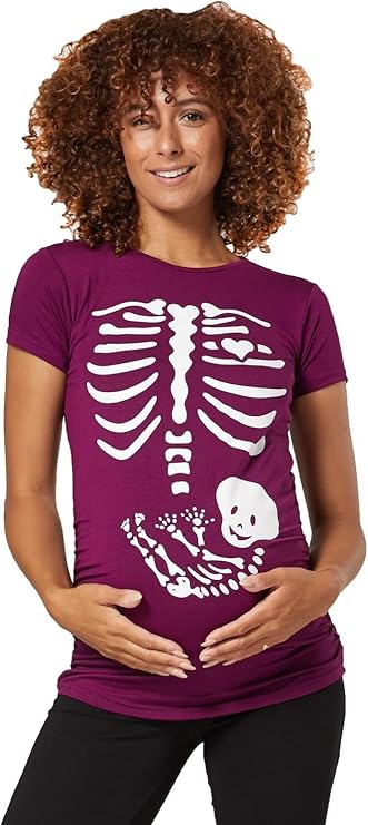Happy Mama Para Mujer Camiseta premamá con estampado de esqueleto. 085p