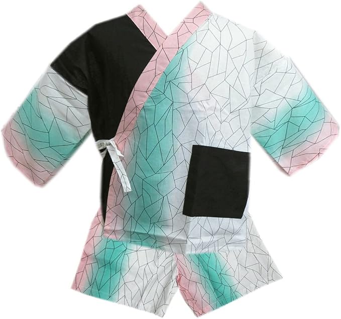 甚平 じんべい 子供用 キッズ ジュニア 白緑薄ピンク蝶の羽紋様 130ｃｍ 140ｃｍ 150ｃｍ 女の子 着物 浴衣 通販 Amazon