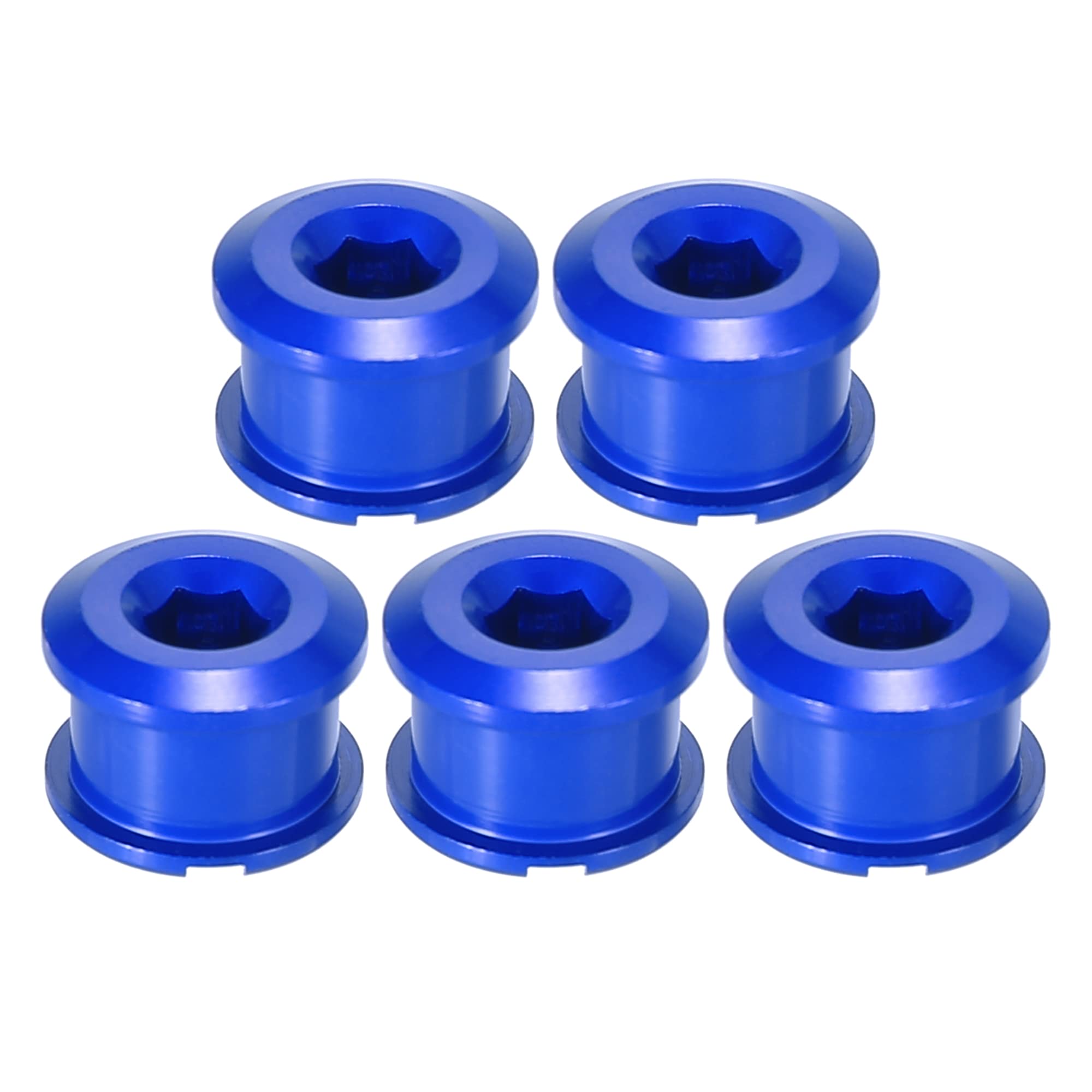 X AUTOHAUX 5pcs Blue Chainring Nuts Road Bike Bicycle Chain Ring Bolts Nuts
