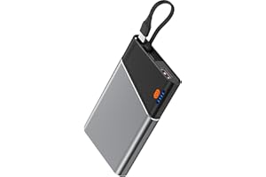 Aaoyun Portable Charger Power Bank, 10000mAh 22.5W PD Super Fast Charging Powerbank with Built-in USB C in&Out Cable, Slim External Phone Battery Pack for iPhone 17/16/15 iPad Samsung S24 Android etc