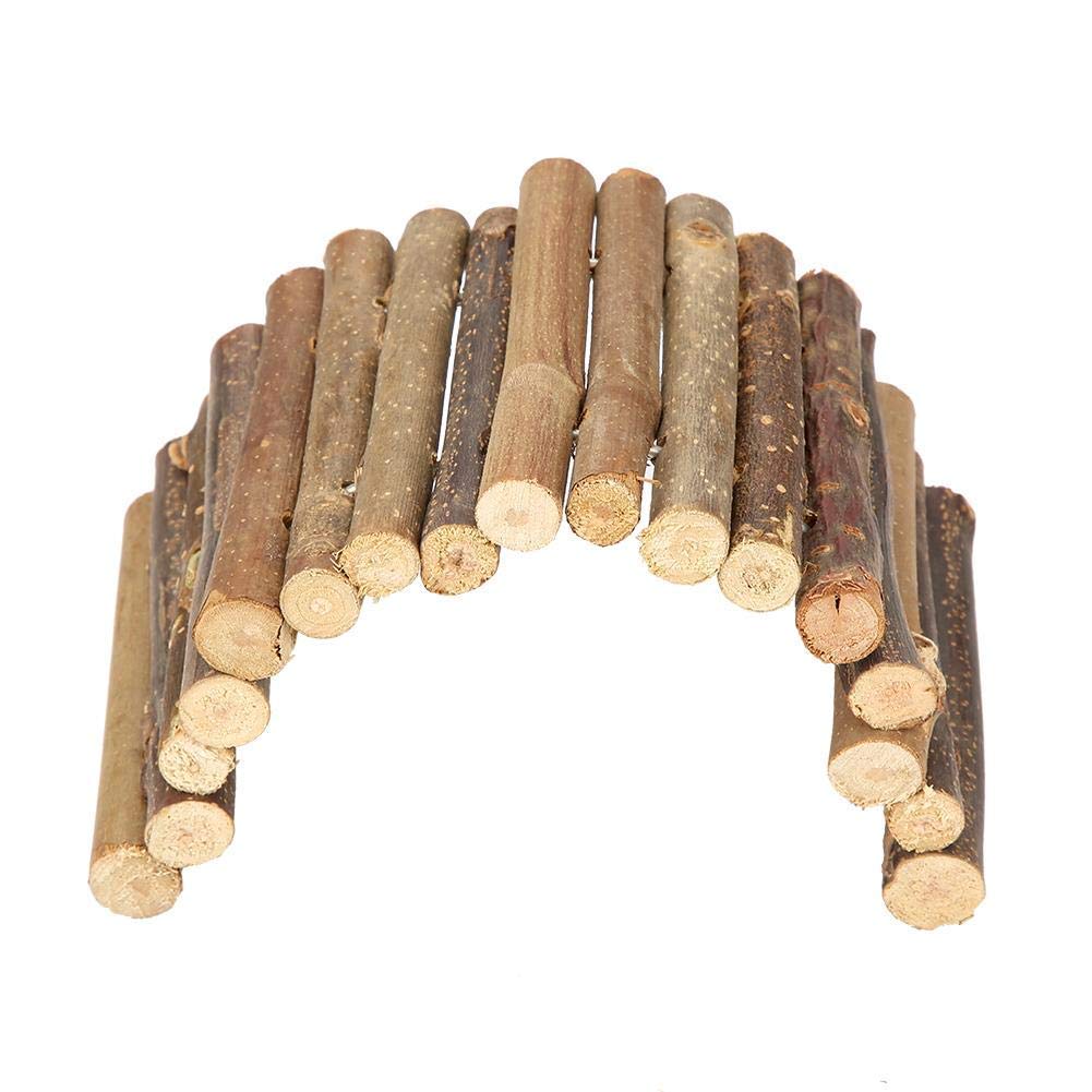 Fdit Hamster Wooden Bridge Suspension Bend Ladder Small Pet Supplies Cage Habitat Decor Mouse Rat Rodents Toy(Medium)