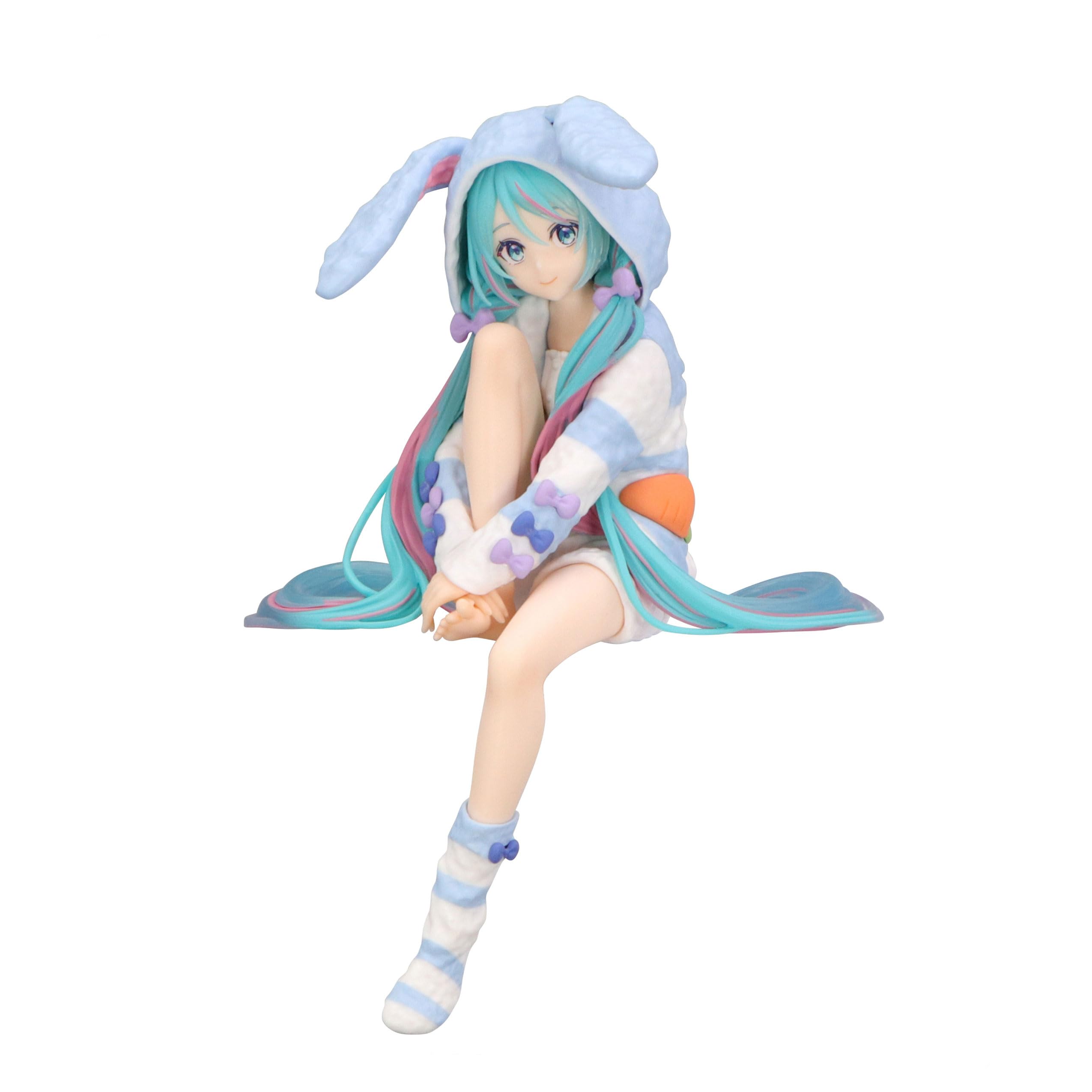 Photo 1 of **USED - MINOR DAMAGE**
FuRyu Corporation-Hatsune Miku Noodle Stopper Figure -Rabbit Ear Hood Pajama Blue Color ver.-