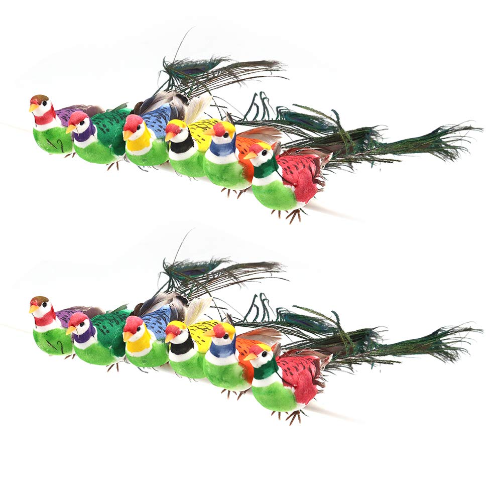 Namvo 12-Piece Artificial Birds, DIY Bird Craft Decorations for Home Garden Decoration