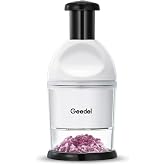 Geedel Food Chopper, Manual Vegetable Chopper Cutter, Slap Onion Cutter | Hand Chopper for Veggie Onions Garlic Nuts Salads, Fast &amp; Even Chopping, Sharp Stainless Steel Blade, Dishwasher Safe, No BPA